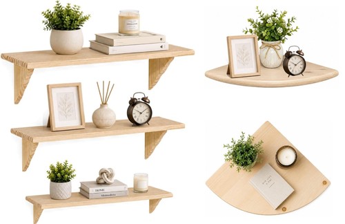 Natural wood wooden - natural, shelves